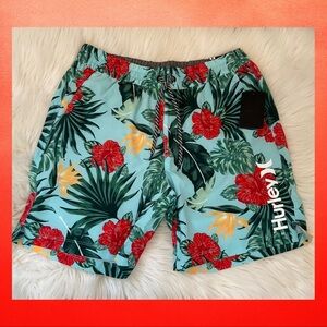 Hurley Hibiscus Volley Swim Shorts - NWT - Size Medium - Aura Green